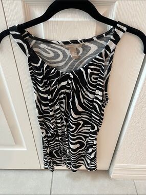 Banana Republic Black and White Zebra-Print Sleeveless Tank